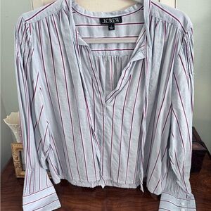 J. Crew Women's Pale blue and Red Striped Blouse